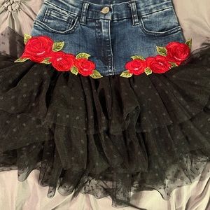 Monnalisa denim and tulle skirt girls size 8